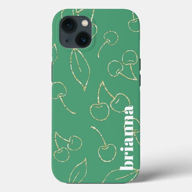 Glitzer Cherry Green Case-Mate iPhone Case (Rückseite)