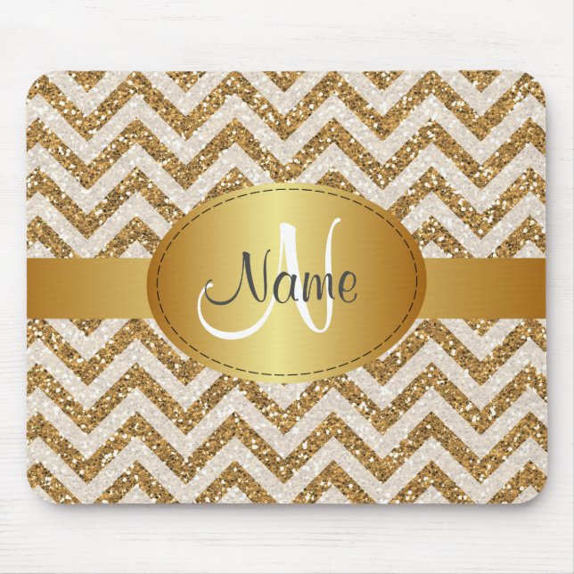 Glitzer-Chevron-Monogramm-Mauspad Mousepad (Vorne)