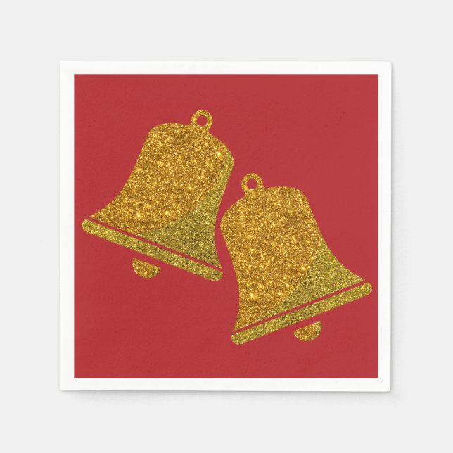 Glitzer Christmas Bells Napkins Serviette (Vorderseite)
