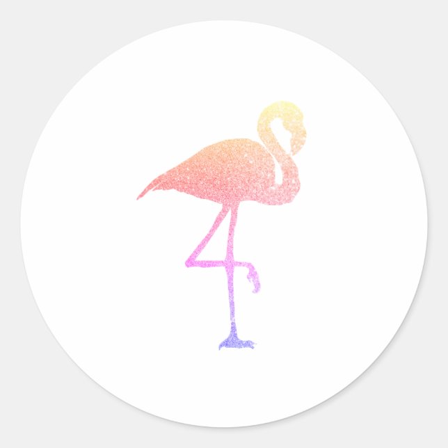 Glitzer Colorful Flamingo Runder Aufkleber (Vorderseite)
