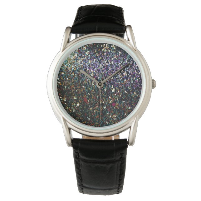 Glitzer Comet & Stars Armbanduhr (Vorderseite)