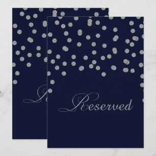 Glitzer conetti navy silber Tafelschild Einladung