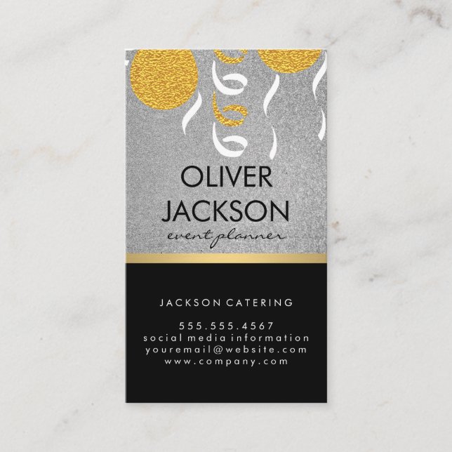 Glitzer | Confetti Balloons Eventplaner Visitenkarte (Vorderseite)