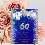 Glitzer Confetti Balloons Navy Blue 60. Geburtstag Einladung<br><div class="desc">Moderne,  schicke und glamouröse Glitzer Konfetti und Ballons auf marinebasischem Hintergrund.</div>
