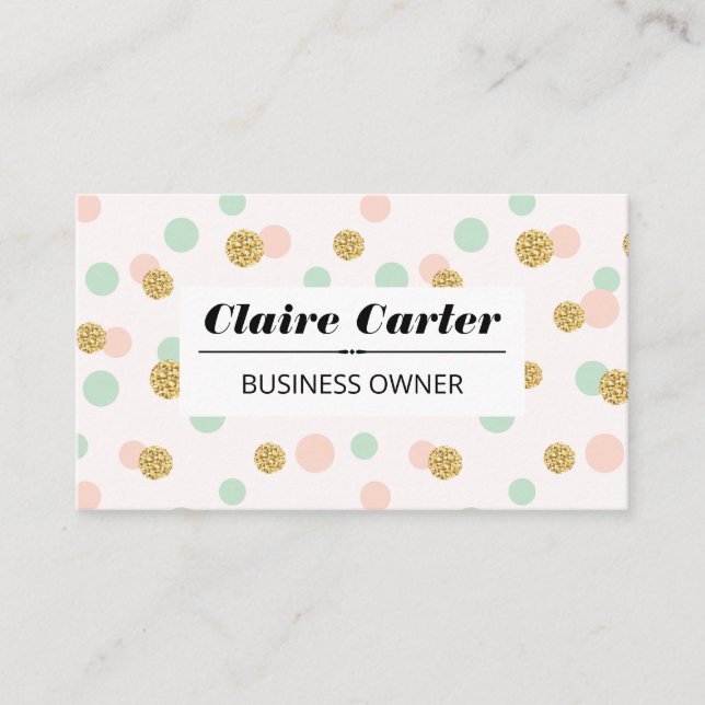 Glitzer Confetti | Chic Polka Dot Pattern Visitenkarte (Vorderseite)
