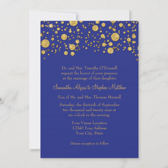 Glitzer Confetti Dots Elegantes Hochzeitsslima Einladung (Vorderseite)