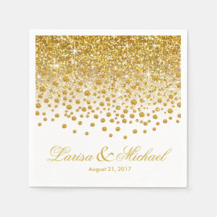 Glitzer Confetti Dusche Goldweiß Serviette