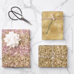 Glitzer Confetti Geschenkpapier Set