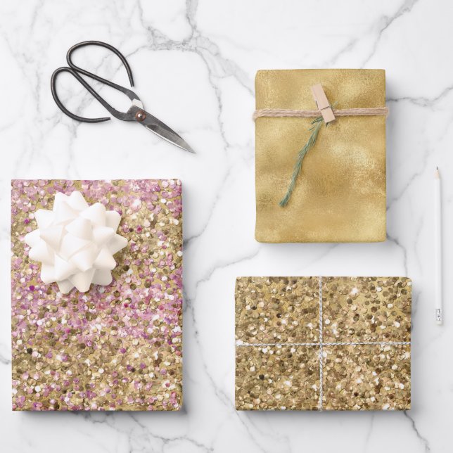 Glitzer Confetti Geschenkpapier Set (Vorderseite)