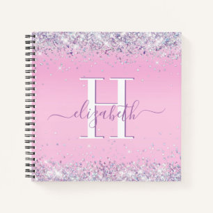 Glitzer Confetti Pink Monogram Notizbuch