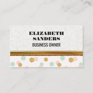 Glitzer Confetti   Polka Dot   Goldgrenze Visitenkarte