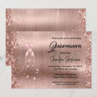 Glitzer Confetti Quinceanera Einladung