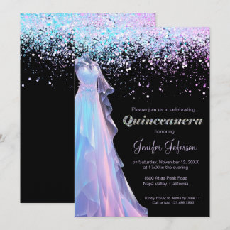 Glitzer Confetti Quinceanera Einladung