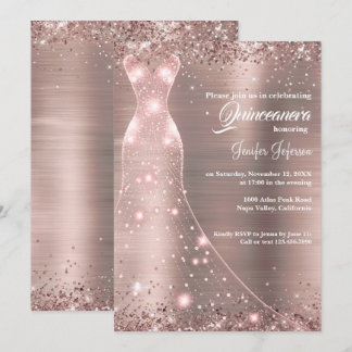 Glitzer Confetti Quinceanera Einladung