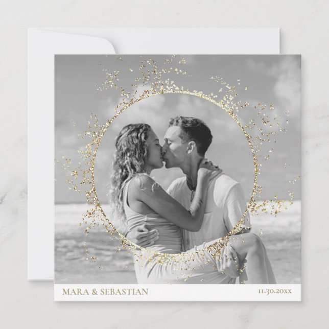 *~* Glitzer Couple FOTO UAWG QR AR6 DIY Wedding Einladung (Vorderseite)