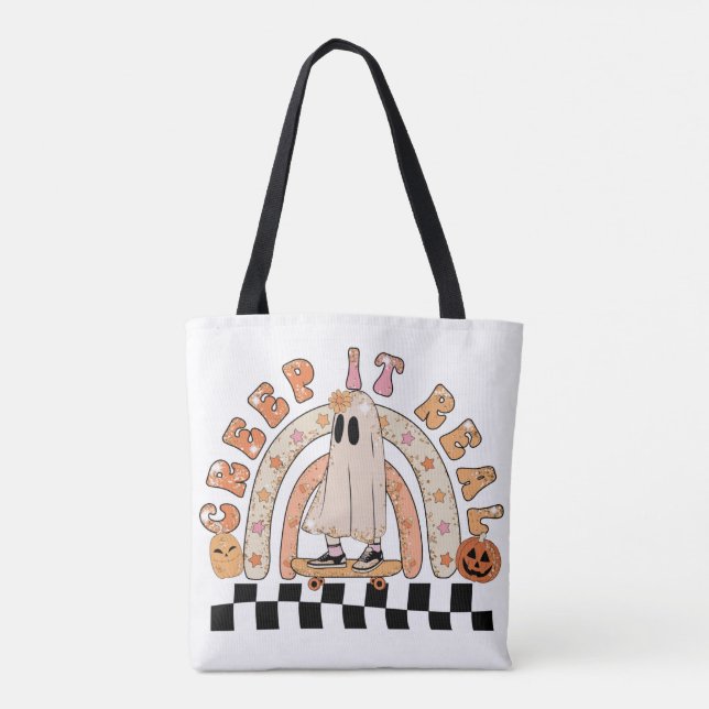 Glitzer Creep it Real Halloween Totbeutel Tasche (Rückseite)