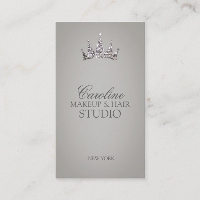 Glitzer Crown Symbol Makeup & Hair Stylist Card Visitenkarte (Vorderseite)