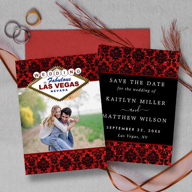 Glitzer Damask Las Vegas Foto Save the Date (Von Creator hochgeladen)