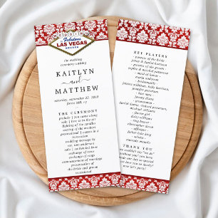 Glitzer Damask Las Vegas Hochzeitsprogramm Werbekarte