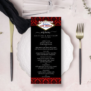 Glitzer Damask Las Vegas Wedding Menu Werbekarte