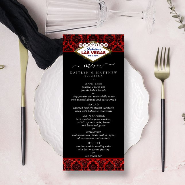 Glitzer Damask Las Vegas Wedding Menu Werbekarte (Von Creator hochgeladen)