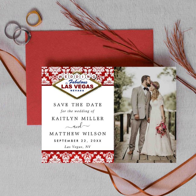 Glitzer Damask Las Vegas Wedding speichern das Dat Save The Date (Von Creator hochgeladen)
