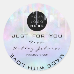 Glitzer Dankeschön Logo-Holograph Made Pastels Blu Runder Aufkleber