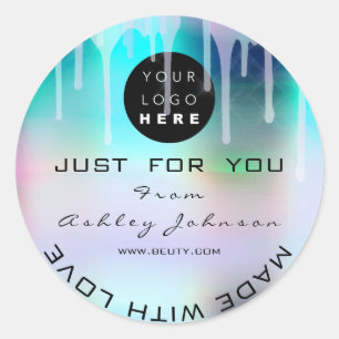 Glitzer Dankeschön Logo-Holograph Metal Pink Ocean Runder Aufkleber