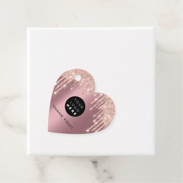 Glitzer Dankeschön Logos Rose Tropfen Name Rosa Geschenkanhänger (Beispiel)