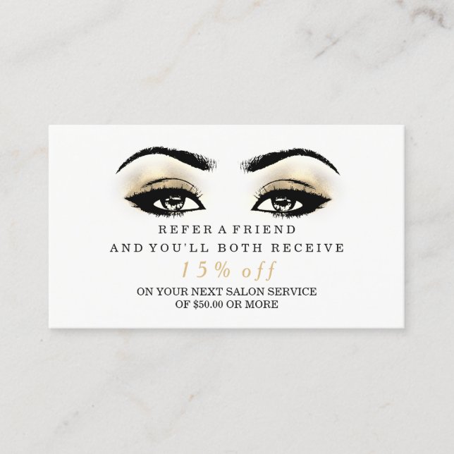 Glitzer der Salon-Beweiskarte Esthetician Lashes Empfehlungskarte (Vorderseite)
