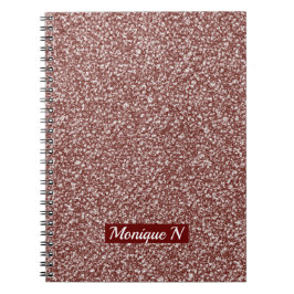Glitzer Design Rose Gold Monogram Notebook Notizblock