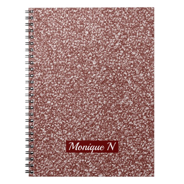 Glitzer Design Rose Gold Monogram Notebook Notizblock (Vorderseite)