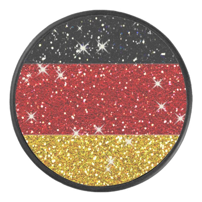 Glitzer Deutschland Flagge mit Glitzern Eishockey Puck (Vorderseite)