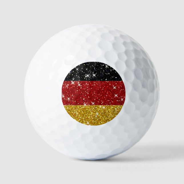 Glitzer Deutschland Flagge mit Glitzern Golfball (Vorderseite)
