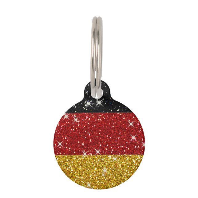 Glitzer Deutschland Flagge mit Glitzern Haustiermarke (Vorderseite)
