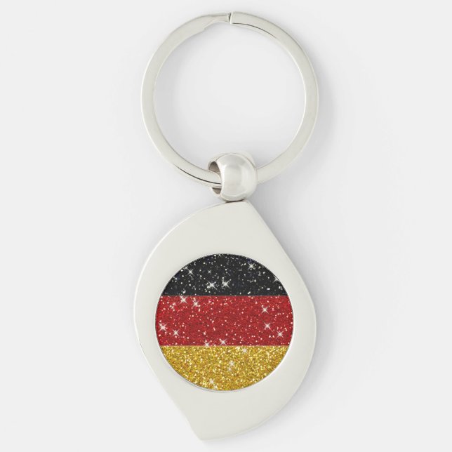 Glitzer Deutschland Flagge mit Glitzern Schlüsselanhänger (Vorderseite)