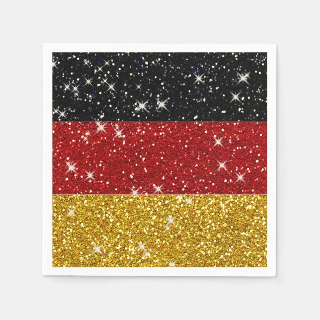 Glitzer Deutschland Flagge mit Glitzern Serviette (Vorderseite)