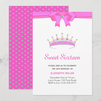 Glitzer Diamond Tiara 16 . Geburtstag Einladung