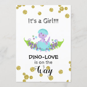 *~* Glitzer Dinosaur Babydusche Einladung