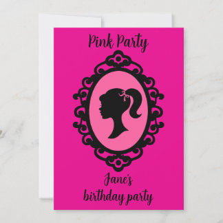 Glitzer Doll Birthday Pink Glam Fashion Einladung