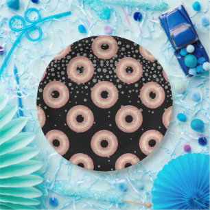 Glitzer Donut Confetti Pattern Pappteller