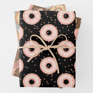 Glitzer Donut Pattern Geschenkpapier Set