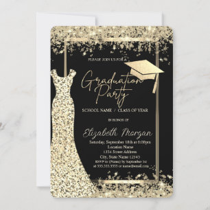 Glitzer Dress Gold Confetti Abschluss Einladung