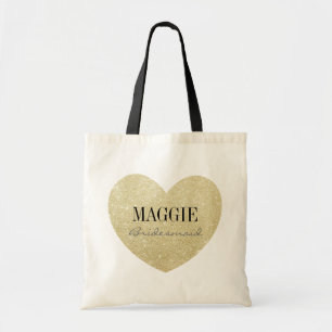 Glitzer drucken Herzform Bridesmaid personalisiert Tragetasche