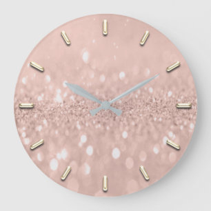 Glitzer-dünnes Rosen-silbernes Grau-metallisches Große Wanduhr