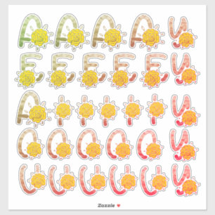 Glitzer Earthy Floral Monogram Vowels A E I O U Y Aufkleber