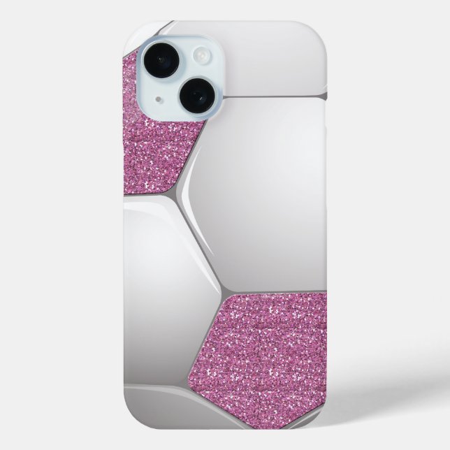 Glitzer-Effekt des Ball Pink-Fußballs Case-Mate iPhone Hülle (Rückseite)