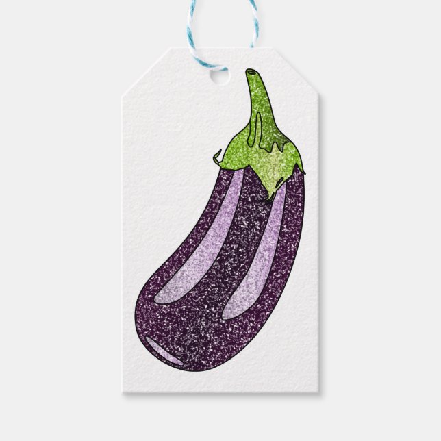 Glitzer Eggplant Geschenkanhänger (Vorderseite)