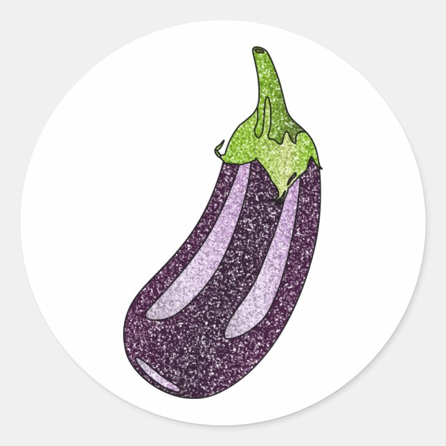 Glitzer Eggplant Runder Aufkleber (Vorderseite)
