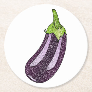 Glitzer Eggplant Runder Pappuntersetzer